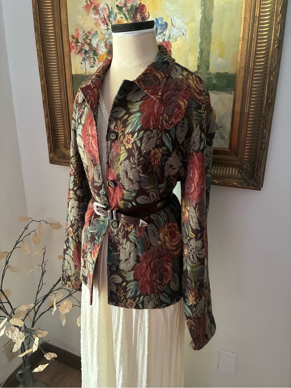 Vintage Coldwater Creek Floral Tapestry Whimsigoth Bohemian Jacket Size XL